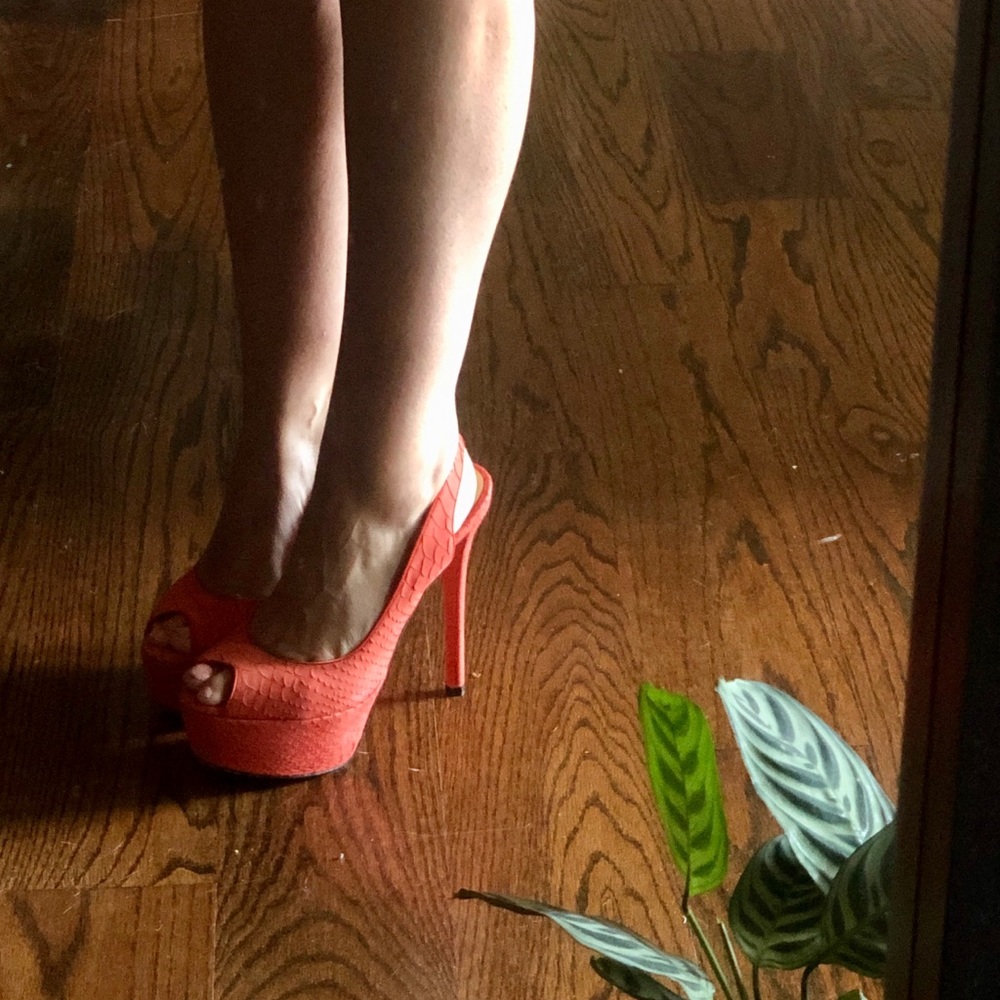 Brian Atwood Coral Suede Platform Heels
